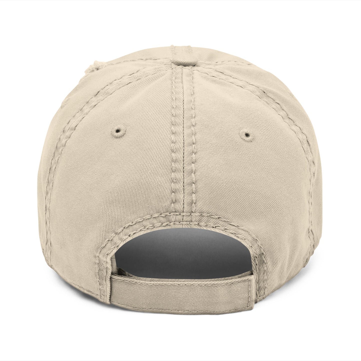 Distressed Dad Hat (Black Embroidery)