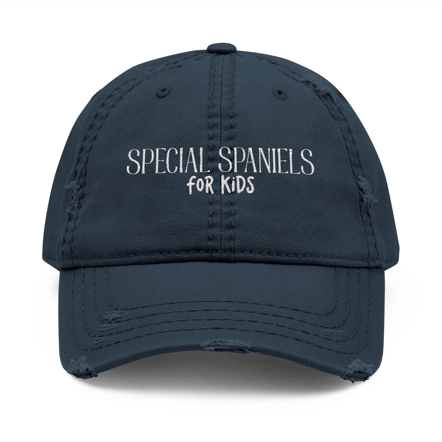 Distressed Dad Hat (White Embroidery)
