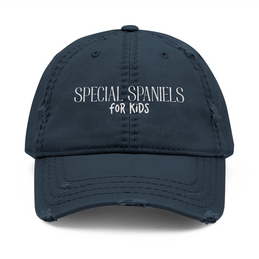 Distressed Dad Hat (White Embroidery)
