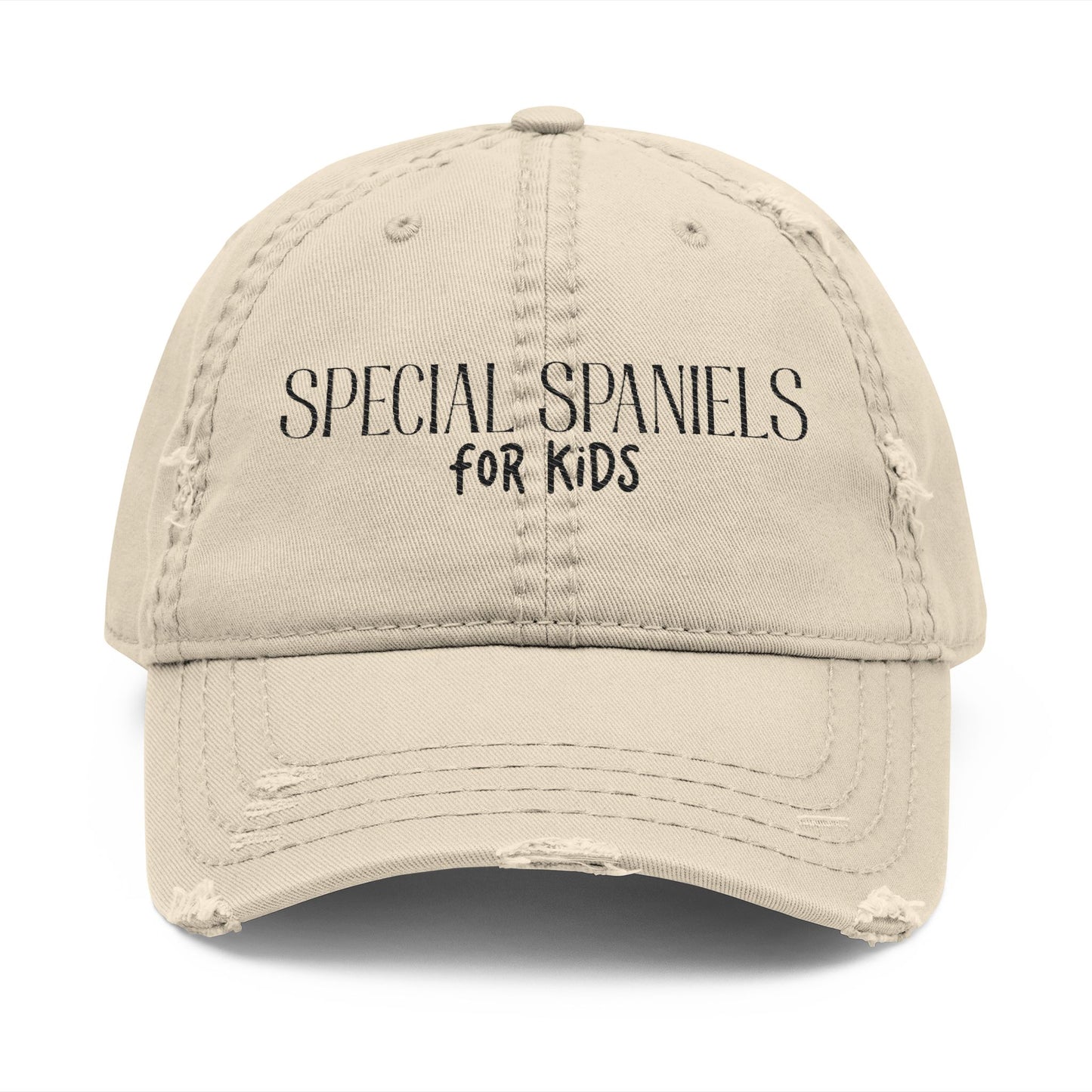 Distressed Dad Hat (Black Embroidery)