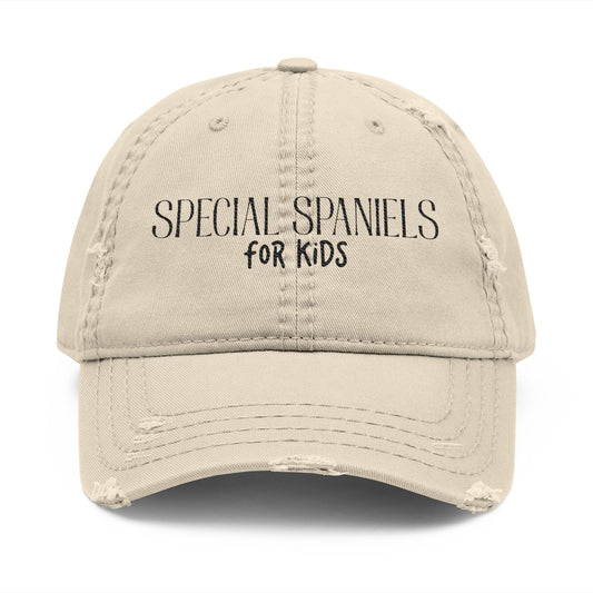 Distressed Dad Hat (Black Embroidery)