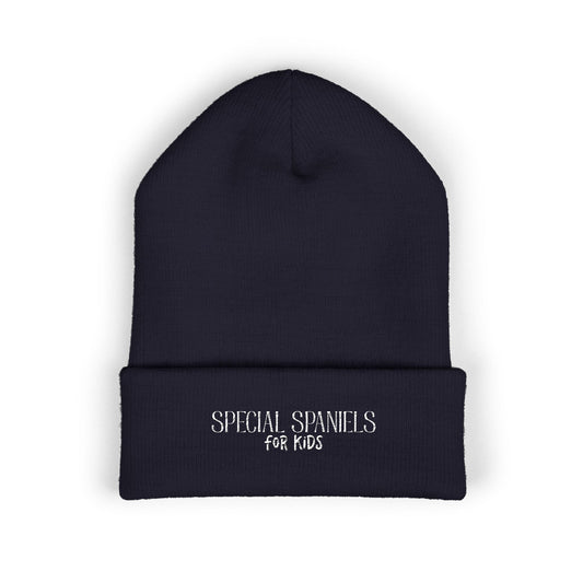 Classic Cuffed Beanie (White Embroidery)