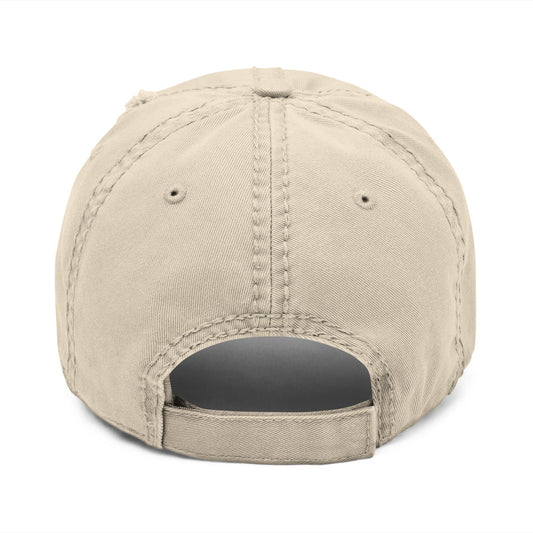 Distressed Dad Hat (Black Embroidery)