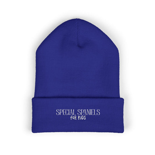 Classic Cuffed Beanie (White Embroidery)